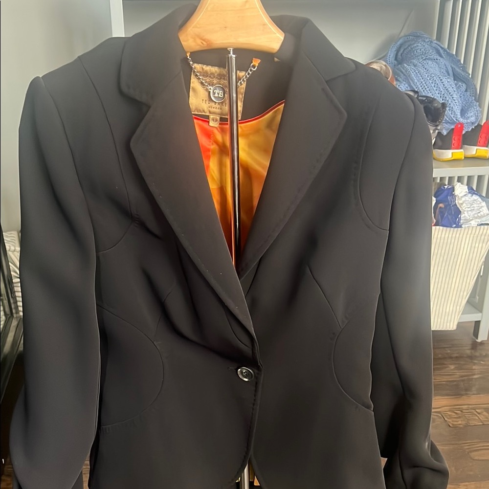 Ted Baker Black Blazer with Notched Lapels and Textured Fabric
